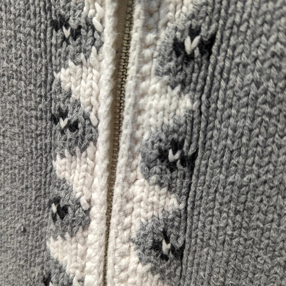 Vintage Northern Reflections Knit Cardigan Zip Up Sweater Grey White Black Small - Picture 5 of 7